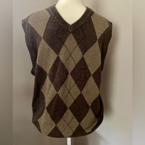 Mens Dockers Argyle Sweater Vest Brown Gray Size Large L